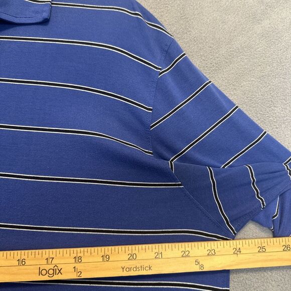 Tasc Performance Polo Shirt Mens Large Blue Striped Active Micro Modal Soft - Picture 6 of 8